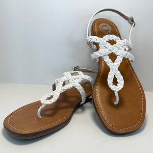 WONDER NATION Girls White Braided Flat Sandal Size 4 New